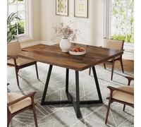 Tribesigns Mesa de Comedor Cuadrada para 4 Personas, 80x80cm, Estilo Industrial con Base de Metal Robusta, Ideal para Cocinas Pequeñas, Comedor y Apartamentos, Color Marrón Rustico