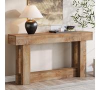 Tribesigns - Mesa de consola (160 cm, 2 plantas, auxiliar rectangular de madera detrás del sofá, madera de granja para pasillo y salón, roble marrón claro