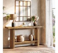 Tribesigns Mesa de Consola, Mesa de Entrada Moderna de 140 cm, Consola Recibidor Angosta para Sofá, Consola Madera con 2 Estantes para Pasillos, Entrada o Sala, Marrón