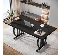 Tribesigns Mesa de escritorio de 160 cm con patas metálicas robustas, escritorio moderno y sencillo, escritorio para ordenador portátil, sala de trabajo, mesa de trabajo