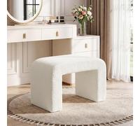 Tribesigns - Taburete de tocador, 60 x 35 x 45 cm, taburete de maquillaje moderno, silla de peluquería Sherpa, puf de peluquería confutable para salón y dormitorio, color blanco
