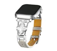 Triblanc Correa de cuero de trébol de cuatro hojas de la suerte compatible con correas de Apple Watch de 1.614 pulgadas, 1.575 pulgadas, 1.496 pulgadas, para mujer, delgada, elegante, con diamantes