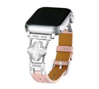 Triblanc Correa de cuero de trébol de cuatro hojas de la suerte compatible con correas de Apple Watch de 1.614 pulgadas, 1.575 pulgadas, 1.496 pulgadas, para mujer, delgada, elegante, con diamantes