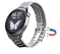 Triblanc Correa de metal de 22 mm, cierre magnético, acero inoxidable, cierre rápido, adecuada para hombre y mujer (plata)