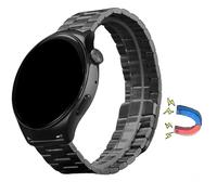 Triblanc Correa de metal de 22 mm, cierre magnético, acero inoxidable, cierre rápido, adecuada para hombre y mujer (negro)