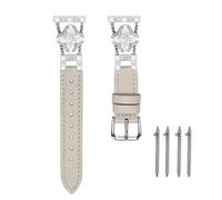 Triblanc Lucky - Correa de piel con trébol de cuatro hojas de 18 mm, 20 mm, 22 mm, para mujer, correa delgada y delgada con diamantes, gris, 22mm