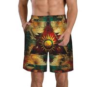 Tribus Nativas Americanas Azteca Geométrica Hombre Bañador Transpirable Pantalones Cortos Ligero Traje De Baño para Surf Vacaciones Playa XL