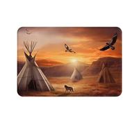 Tribus Nativas Americanas Felpudo De Entrada Resistente Felpudos Lavable Alfombra Baño para Bañera Hogar Oficina 40X60Cm