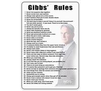 Tribute Edition Gibbs 'Rules - Letrero de aluminio resistente de 8 x 12 pulgadas (las 38 reglas)