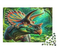Triceratops Dinosaurio Puzzle de 1000 Piezas Papel para Adultos Escena de Bosque Relajación Familia Decoración Regalo 38x26cm/1000pcs