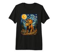 Triceratops Dinosaurio Van Gogh Noche Estrellada Arte Prehistórico Camiseta Premium