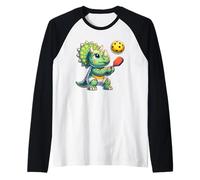 Triceratops Jugando al Pickleball, Amante de los Dinosaurios, paleontología Camiseta Manga Raglan