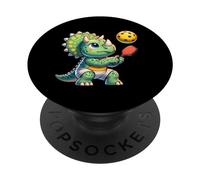 Triceratops Jugando al Pickleball, Amante de los Dinosaurios, paleontología PopSockets PopGrip Adhesivo
