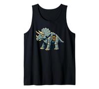 Triceratops robótico de Dibujos Animados Dinosaurio Mech Design Camiseta sin Mangas