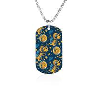 Triceratopss Dinos in Space - Collar conmemorativo de dinosaurio, acero de titanio, cadena rectangular, colgante de joyería para regalo
