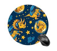 Triceratopss Dinos in Space Dinosaur - Alfombrilla redonda para mouse con base de goma antideslizante, impermeable, para laptop, computadora u oficina