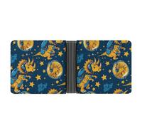 Triceratopss Dinos in Space Dinosaur - Cartera plegable de piel con tarjetero y bonito monedero