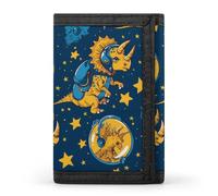 Triceratopss Dinos in Space Dinosaur - Cartera triple con ranuras para tarjetas, cartera para hombres y mujeres
