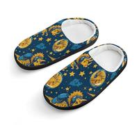 Triceratopss Dinos in Space Dinosaur - Pantuflas de algodón para niños, zapatos de casa para dormitorio, interiores y exteriores, Estilo negro, 34 EU