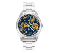 Triceratopss Dinos in Space Dinosaur - Reloj casual para hombre con correa de acero inoxidable, aleación de cuarzo, reloj de pulsera