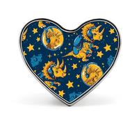 Triceratopss Dinos in Space - Insignia de dinosaurio en forma de corazón, lindo broche de botón para mochila, chaquetas, sombreros, decoración