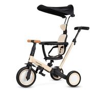 Triciclo a partir de 1 año con barra de empuje 6 en 1 - Bicicleta para | Triciclo infantil con capota solar, barra deslizante, color crudo