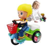 Triciclo Acrobático Juguete,Vehículo Infantil de Motocicleta de Dibujos Animados - con Luces Geniales y 360° Giratorio - Juego Musical Dinámico para Casa y Viaje Niños Niñas Preescolares