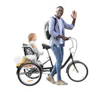 Triciclo adulto 50,8 cm con asiento infantil, manillar ajustable, sillín y cesta, bicicleta de 3 ruedas para ocio, compras y picnics
