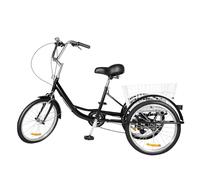 Triciclo adulto de 20 pulgadas, 8 velocidades, 3 ruedas, bicicleta de tres ruedas con cesta grande, asiento ajustable, bicicleta cruiser de 3 ruedas, adecuada para compras deportivas al aire libre