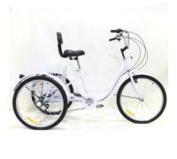 Triciclo adulto de 7 velocidades, triciclo de 24 pulgadas, marco de acero de alto carbono, capacidad de carga de 120 kg, crucero de carga para deportes al aire libre y recreación