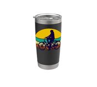Triciclo adulto silueta horizonte mujer andar en bicicleta Vaso térmico de acero inoxidable de doble pared