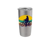 Triciclo adulto silueta horizonte mujer andar en bicicleta Vaso térmico de acero inoxidable de doble pared