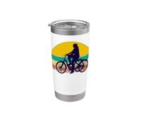 Triciclo adulto silueta horizonte mujer andar en bicicleta Vaso térmico de acero inoxidable de doble pared
