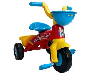 Triciclo Bebe 1 Año 2 Años 3 Años Trico MAX Mickey Mouse - Triciclo Infantil para Niños y Niñas - Triciclo Ligero con Pedales + Cesta Delantera y Trasera Portaobjetos - INJUSA