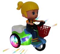 Triciclo cascada rotación danza, simulación de conducción - luces giratorias 360° música dinámica juego para casa escuela viaje tiempo de juego