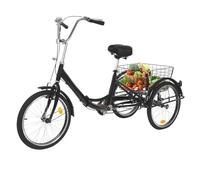 Triciclo de 20 pulgadas para adultos triciclo plegable para personas mayores 3 ruedas bicicleta con cesta PC pedales guardabarros