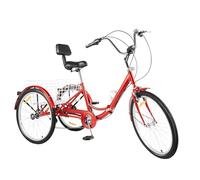 Triciclo de 24 pulgadas 7 velocidades para adultos, bicicleta plegable de tres ruedas, bicicleta con cesta de 3 ruedas, bicicleta para adultos con luz, brazo ajustable, capacidad de carga de 120 kg