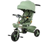 Triciclo de bebé evolutivo 5 en 1 bicicleta cochecito de bebé con asiento giratorio de 360°, asa de empuje, toldo extraíble, cinturón de seguridad de 3 puntos, almacenamiento, 1 a 5 años (Verde, 5 en