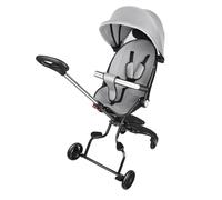 Triciclo de bebé evolutivo con asa para padres, capucha de protección, bicicleta de bebé, con parasol plegable, ruedas silenciosas, agarre cómodo, negro y gris