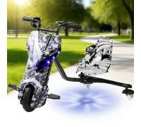 Triciclo De Derrape Giratorio 360°, Carrito Eléctrico De Derrape De 3 Ruedas para Niños, 3 Niveles De Velocidad, Triciclos Infantiles Aptos para Niños A Partir De 8 Años(C,8IN)
