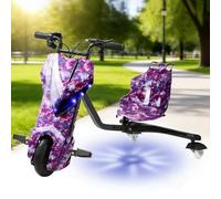 Triciclo De Derrape Giratorio 360°, Carrito Eléctrico De Derrape De 3 Ruedas para Niños, 3 Niveles De Velocidad, Triciclos Infantiles Aptos para Niños A Partir De 8 Años(B,8IN)