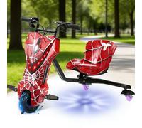 Triciclo De Derrape Giratorio 360°, Carrito Eléctrico De Derrape De 3 Ruedas para Niños, 3 Niveles De Velocidad, Triciclos Infantiles Aptos para Niños A Partir De 8 Años(A,8IN)