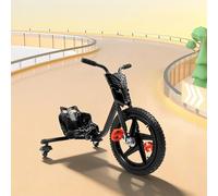 Triciclo Drift para niños a partir de 6 años, capacidad de carga de 80 kg, ajuste de asiento de 4 posiciones, rueda delantera de goma de 40 cm, ruedas traseras LED, para parque, escuela, hogar