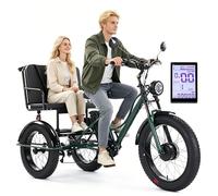 Triciclo Eléctrico De 24 Pulgadas Con Neumáticos Anchos Y Asiento Para Pasajero, 48 V/18 Ah Electric Tricycle, Carga MáXima: 150 Kg, Pantalla Lcd Y Faro Delantero, Para Ciudad Y MontañA. Green