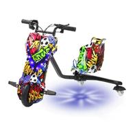 Triciclo Eléctrico De Deriva para Niños, Coche De Deriva 360°, 3 Niveles De Velocidad, Iluminación LED, Asiento Ajustable, Kart De Deriva De Scooter De 3 Ruedas(A,6.5IN)