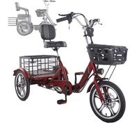 Triciclo Eléctrico Para Adultos, Ajuste De 3 Velocidades, Carga Máxima De 150 Kg, Plegable, Asiento Grueso Con Respaldo, Para Personas Mayores, Mujeres Y,Red