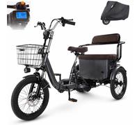 Triciclo Eléctrico Para Adultos: Bicicleta Eléctrica De 3 Ruedas Con Batería De Litio De 48 V Y 15 A, 7 Velocidades, 3 Modos De Conducción, Frenos De Disco Dobles Y Suspensión Delantera Grey