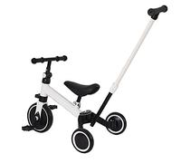 Triciclo infantil evolutivo 1-3 años, bicicleta de montaña, bicicleta de bebé, mini bandera, sillín ajustable (3 en 1, blanco)
