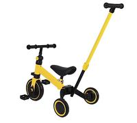Triciclo infantil evolutivo 1-3 años, bicicleta de montaña, bicicleta de bebé, mini bandera, sillín ajustable (3 en 1, amarillo)