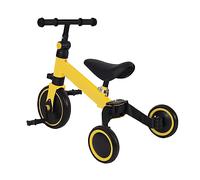 Triciclo infantil evolutivo 1-3 años, bicicleta de montaña, bicicleta de bebé, mini bandera, sillín ajustable (2 en 1, amarillo)
